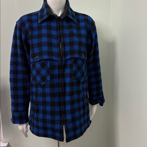 Johnson Woolen Mills Double Cape Jac Shirt Denim Blue Black Style 490 Medium